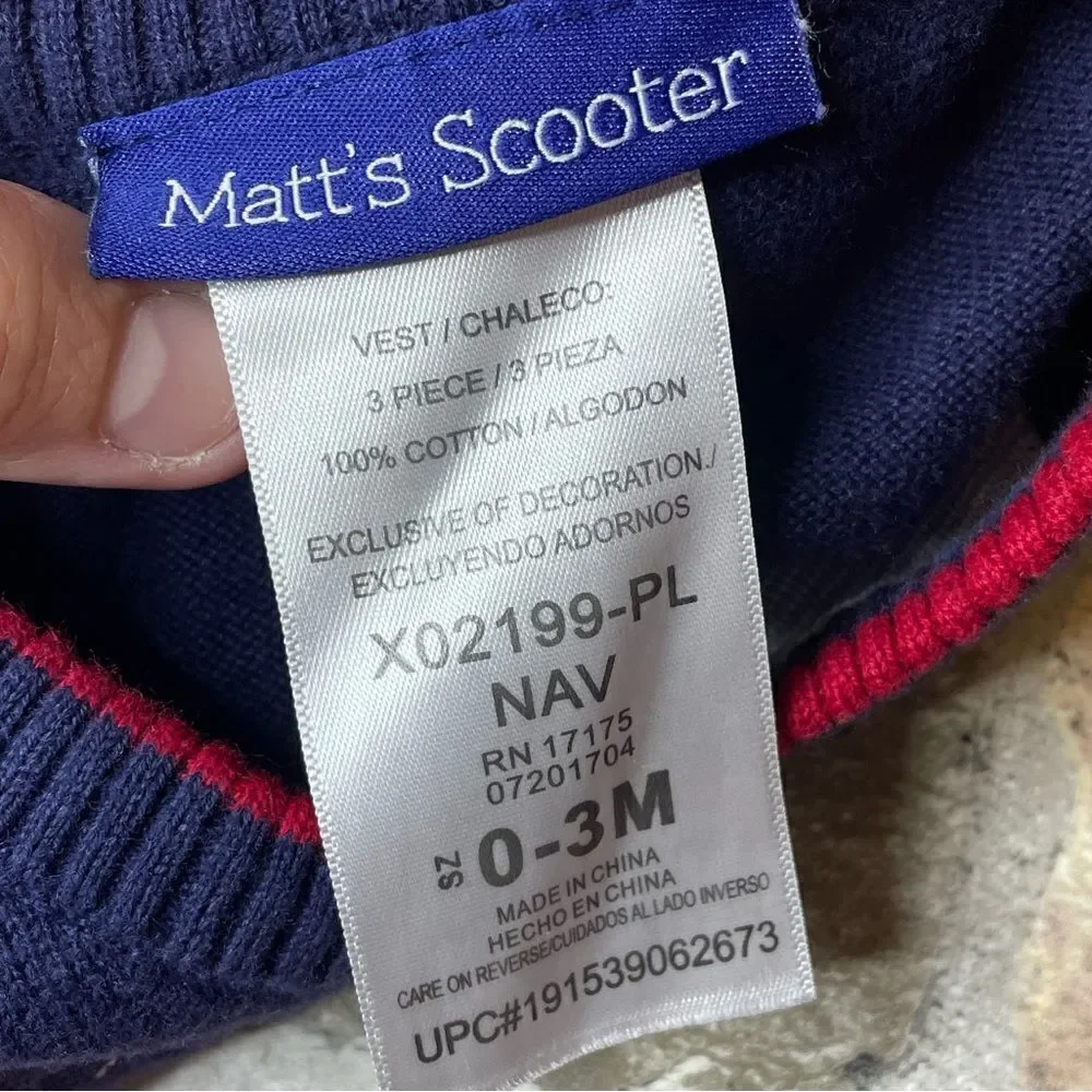 5 for $25🔥Matt’s Scooter Baby Santa Sweater Vest‎ 0-3 Months